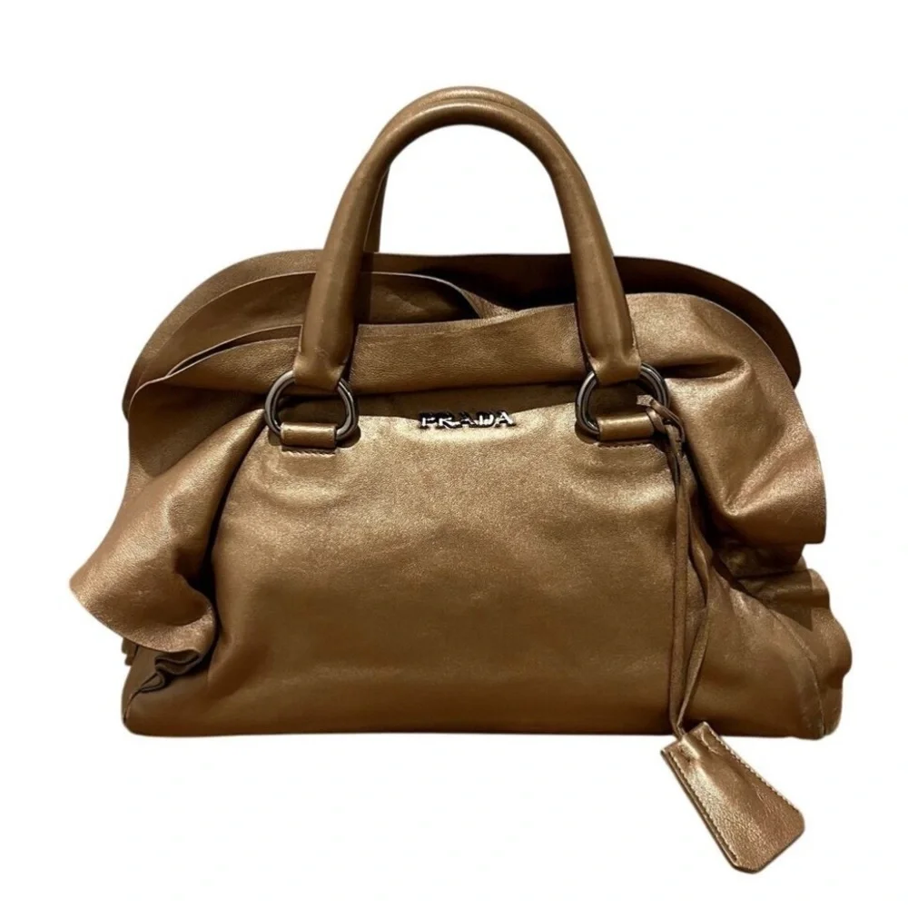 Prada Women's Tan Leather top handle bag used - Picture 1 of 12